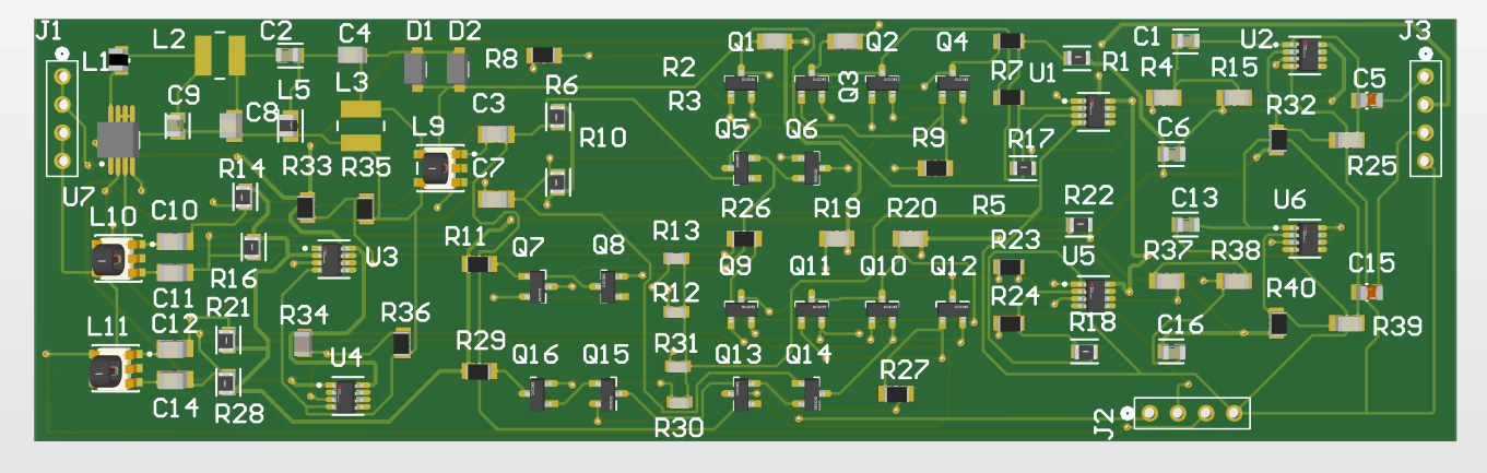 3D render of the SDR quadrature receiver PCB in Altium